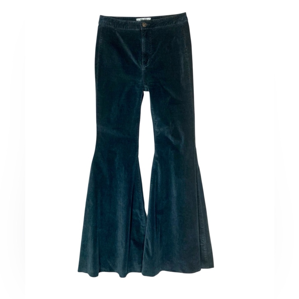 Free People x We The Free Just Float On Flare Pants Velvet Cords Teal Size 27